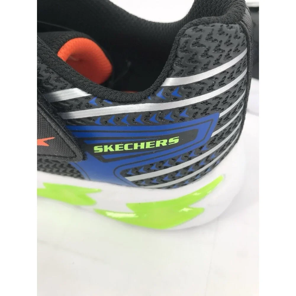 Skechers Boys Size 4‎ Flex-Glow Bolt Light-Up Black/Blue Sneaker Sports Lights
